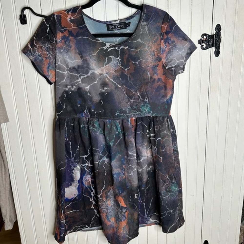 Evil Twin Buzz Kill Lightening Baby Doll Smock Dress women’s size Small